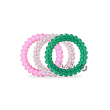 Load image into Gallery viewer, TELETIES Spiral Hair Coils Merry Pinkmas Hair Ties - Large
