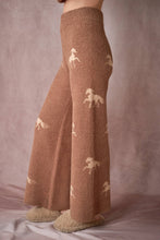 Load image into Gallery viewer, Brown and tan Horse Sweater Lounge Set - long pants side view