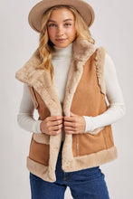 Load image into Gallery viewer, Faux Suede Trim Vest - Tan