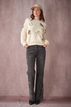 Load image into Gallery viewer, Western Embroidered Knit Top in Nude with embroidered horse motifs