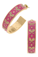 Load image into Gallery viewer, Briar Tennis Racquet Enamel Hoop Earrings