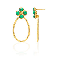Load image into Gallery viewer, Capucine de Wulf Berry Clover Teardrop Earrings - Malachite showing most setting
