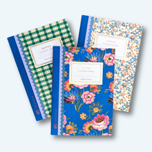 Load image into Gallery viewer, stack of three notebooks - text of the books read Notes in all manner of things - almost civilized