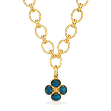 Load image into Gallery viewer, Capucine de Wulf Berry Clover Double Sided Pendant with Blue Labradorite on a gold link chain