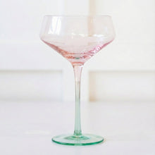 Load image into Gallery viewer, Mezclada Coupe Glass pink and green