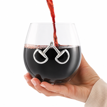 Load image into Gallery viewer, wine being poured into a Equestrian Bit Stemless Wine Glass