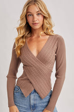 Load image into Gallery viewer, V-neck Fixed-wrap Knit Sweater