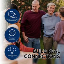 Load image into Gallery viewer, group of people, text engage in meaningful conversations, share joyful moments, make learning fun, build real connections