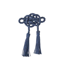 Load image into Gallery viewer, Juliska Mystic Knot Napkin Ring close of of the knot and two tassels