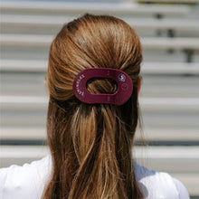 Load image into Gallery viewer, person wearing the TELETIES Flat Round Hair Clip Medium Go Noles!