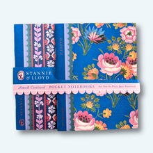 Load image into Gallery viewer, two small notebooks with blue and pink floral covers