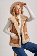 Load image into Gallery viewer, Faux Suede Trim Vest - Tan
