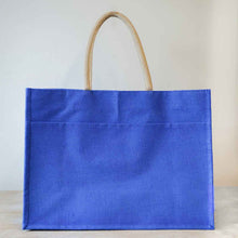Load image into Gallery viewer, Jute Large Pocket Tote - Lapis