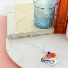 Load image into Gallery viewer, silver necklace with gator logo pendant and beads