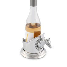 Load image into Gallery viewer, Arthur Court Horse Head Wine Caddy holding wine bottle