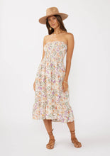 Load image into Gallery viewer, Convertible Floral Smocked Skirt - Cream/Dusty Lilac worn as a dress