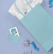 Load image into Gallery viewer, gift bag with paper, bows and Quilled Moon & Stars Gift Enclosure Mini Card blue envelope