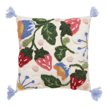 Load image into Gallery viewer, Strawberry Floral w/Tassels Tufted Hook Pillow - 16" Square