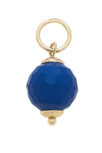 Load image into Gallery viewer, blue Faceted Bead Charm with gold loop