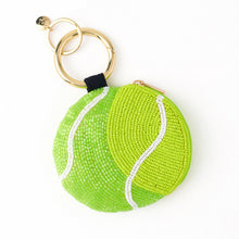 Load image into Gallery viewer, Mary tennis ball beaded coin purse yellow green