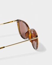 Load image into Gallery viewer, Katie Loxton Sardina Sunglasses with brown Tortoiseshell frames and pink lenses side view and metal arms