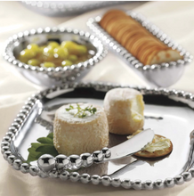 Load image into Gallery viewer, Mariposa Pearled Square Platter set with cheese