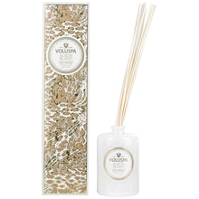 Load image into Gallery viewer, Voluspa Suede Blanc Reed Diffuser jar wiih reeds and box