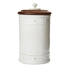 Load image into Gallery viewer, Juliska Berry and Thread 10'' Canister with Wooden Lid - Whitewash