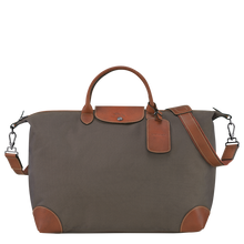 Load image into Gallery viewer, Longchamp Boxford Travel Bag Large in Green-Brown with leather accents and handles