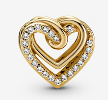 Load image into Gallery viewer, PANDORA Sparkling Entwined Hearts Charm - 14K Gold Plated