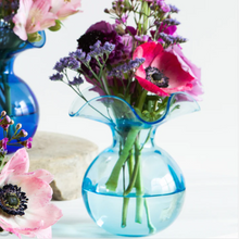 Load image into Gallery viewer, Vietri Hibiscus Aqua Glass Bud Vase