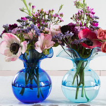 Load image into Gallery viewer, Vietri Hibiscus Aqua Glass Bud Vase