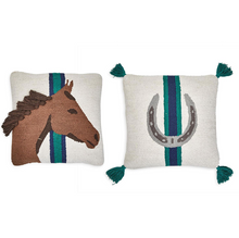 Load image into Gallery viewer, Horse Country Embroidery and Tassel Accent Throw Pillow - FINAL SALE