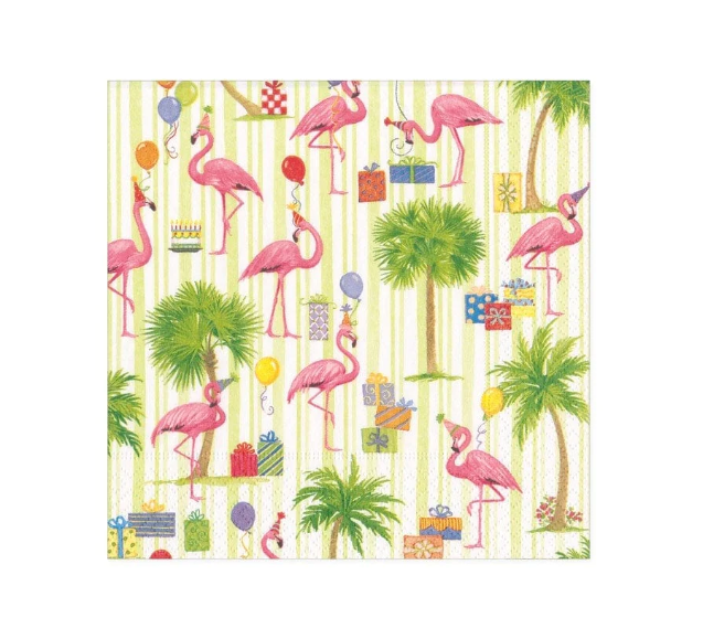 Caspari Party Flamingos Paper Cocktail Napkins - 20 Per Package