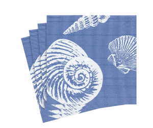Caspari Shells Paper Cocktail Napkins in Ocean Blue - 20 Per Package