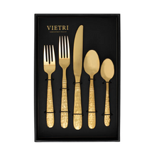 Load image into Gallery viewer, Vietri Martellato Gold Flatware Five-Piece Place Setting