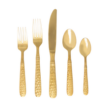 Load image into Gallery viewer, Vietri Martellato Gold Flatware Five-Piece Place Setting