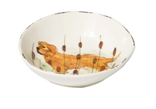 Load image into Gallery viewer, large shallow bowl painted with a Hunting Dog