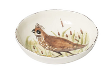 Load image into Gallery viewer, large shallow bowl painted with a Quail