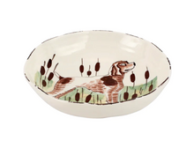 Load image into Gallery viewer, large shallow bowl painted with a Spaniel