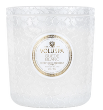 Load image into Gallery viewer, Voluspa Suede Blanc Luxe Candle white class jar