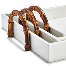 Load image into Gallery viewer, White Crocodile Decorative Rectangle Trays with Bamboo Handles