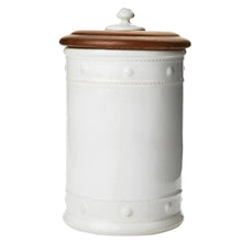 Load image into Gallery viewer, Juliska Berry and Thread 11.5” Canister with Wooden Lid - Whitewash