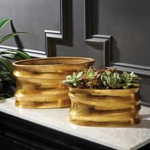 Load image into Gallery viewer, Gold Oval Planters