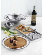 Load image into Gallery viewer, Mariposa Pearled Cheese and Cracker Server w/ Dark Wood Insert