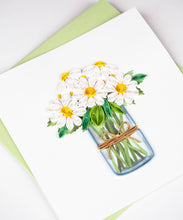 Load image into Gallery viewer, Quilled White Daisies in Jar Greeting Card
