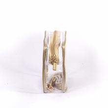 Load image into Gallery viewer, side view Bridget Clear Purse with Vegan Leather Trim and Straps - Gold
