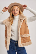 Load image into Gallery viewer, Faux Suede Trim Vest - Tan
