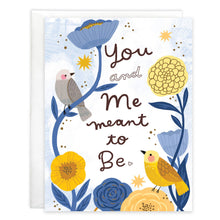 Load image into Gallery viewer, Anniversary Greeting Card - Gold Bird and Blue Flowers
