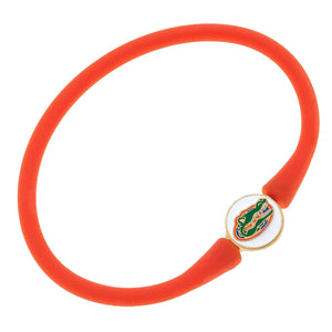 Orange silicone bracelet with gator logo charm